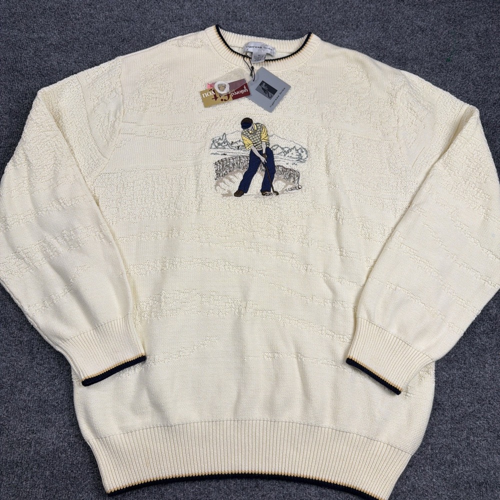 Cypress Links Golf Sweater Mens Large 46 NWT Embroidered Golfer Knit Pullover